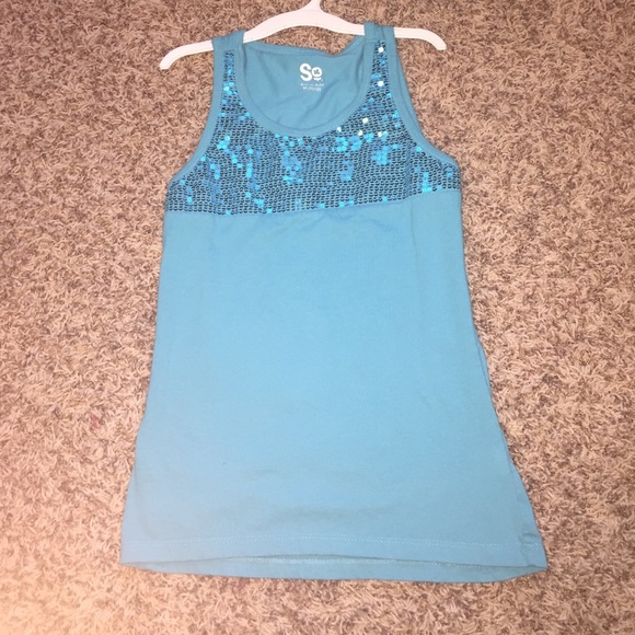 Girls blue sequin tank top!