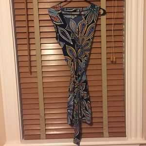 banana republic Sleeveless printed wrap dress S