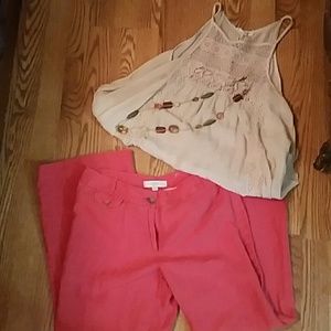 Loft 100% linen capri pants