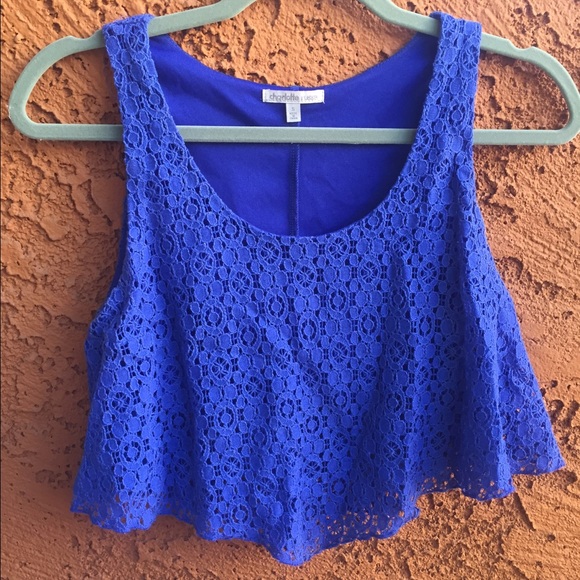 Blue Crop Tank Top Small
