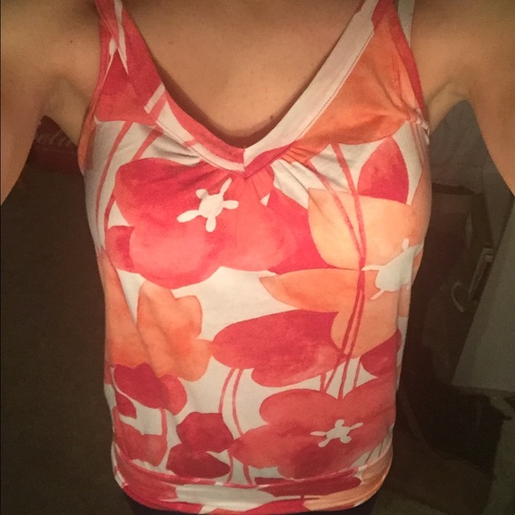 Floral tank- pink and coral