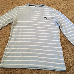 Express Carolina Blue and White Striped LongSleeve