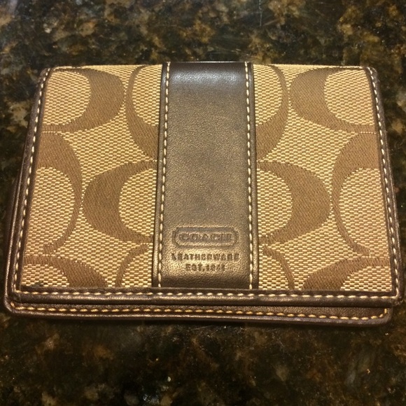 Brown leather/fabric Coach Wallet