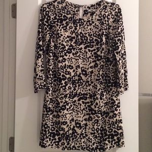 JCREW silk shift dress in black/white leopard