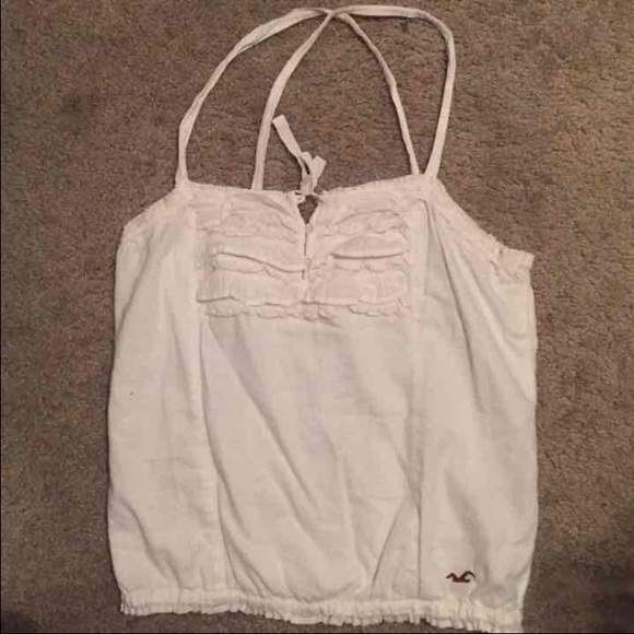 Hollister white ruffle tank