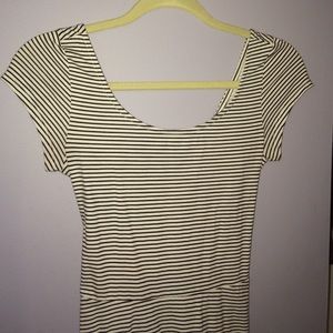 A black and white striped dress