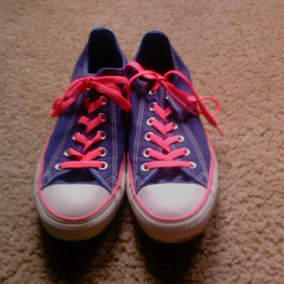 Navy blue and pink converse