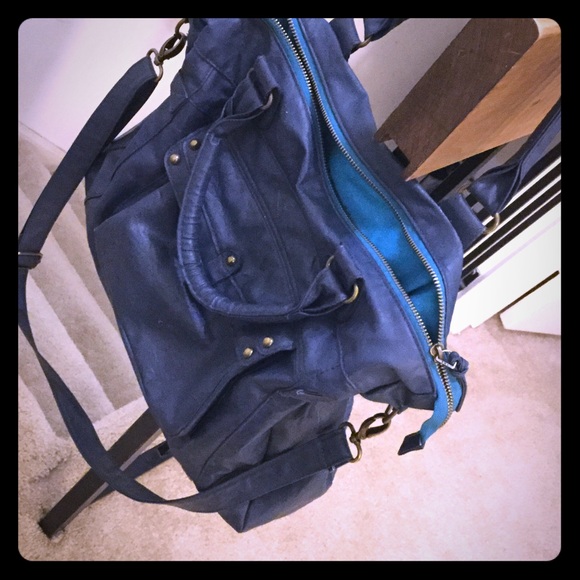 A dark blue purse