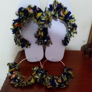 Earrings and matching flip flops