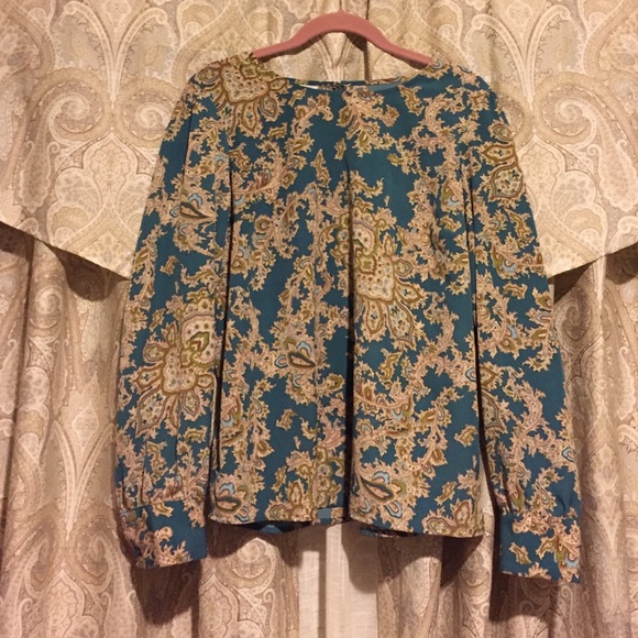 Teal Talbots Printed Top