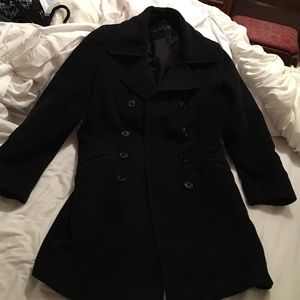 Gorgeous almost knee length long pea coat black