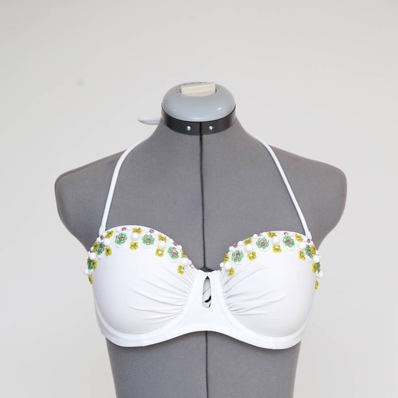 Victoria's Secret Other - Victoria's Secret White Swim Top w/ assorted beads