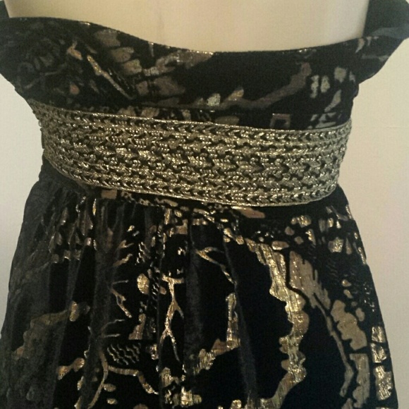 Cynthia Steele green velvet detail halter dress 4 - Picture 2 of 4