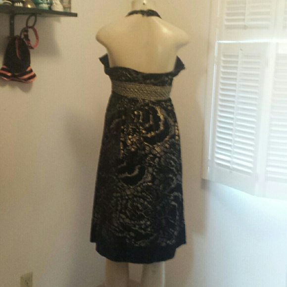 Cynthia Steele green velvet detail halter dress 4 - Picture 4 of 4