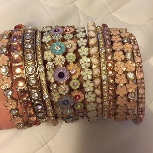 Gold floral bangle bracelets
