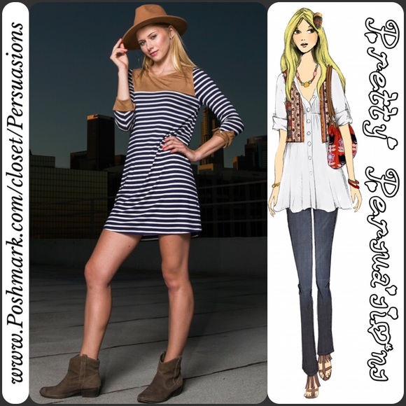 SOLD OUT‼️ Striped Navy & White Mini Dress Tunic - Picture 5 of 7