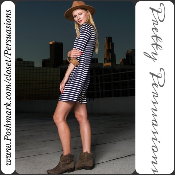 SOLD OUT‼️ Striped Navy & White Mini Dress Tunic - Picture 7 of 7