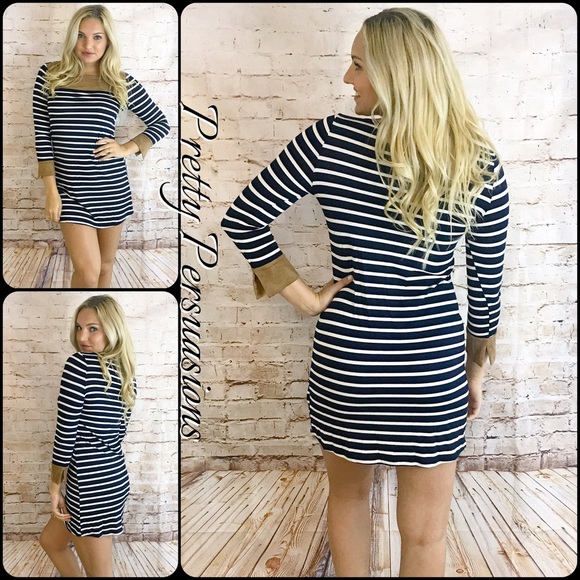 SOLD OUT‼️ Striped Navy & White Mini Dress Tunic - Picture 3 of 7
