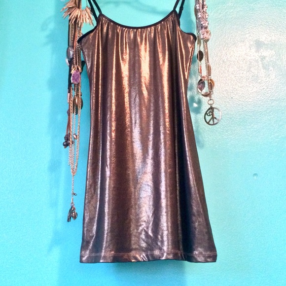 METALLIC STRETCH Gold Minidress ONE Day sale