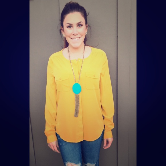Long sleeve gold blouse!