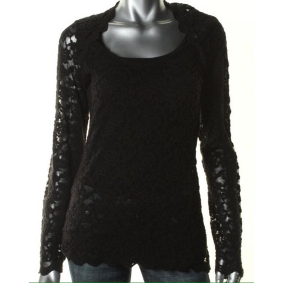 Guess Lace Long Sleeve Fitted Top