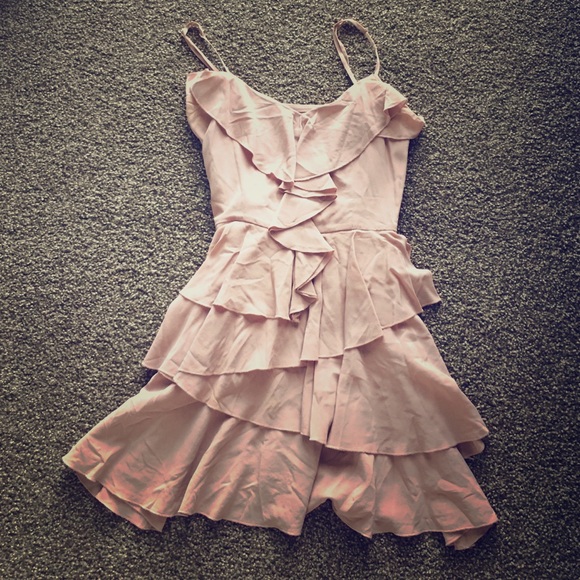 Bebe pink flirty Ruffled dress