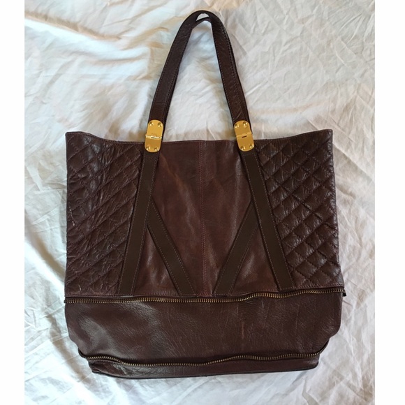 Topshop Oxblood Quilted Zip Bottom Shopper Bag