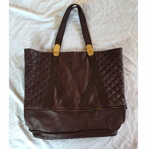 Topshop Oxblood Quilted Zip Bottom Shopper Bag