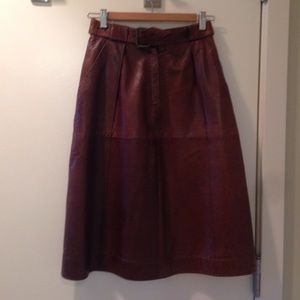 Brown Vintage (below the knee) leather skirt