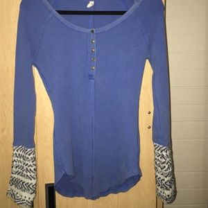 Blue FREE PEOPLE TOP long sleeve