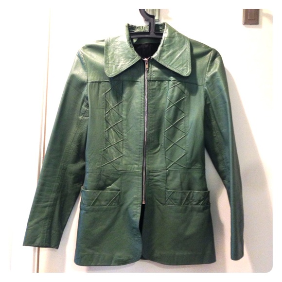 Vintage teal leather blazer