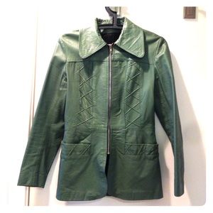 Vintage teal leather blazer