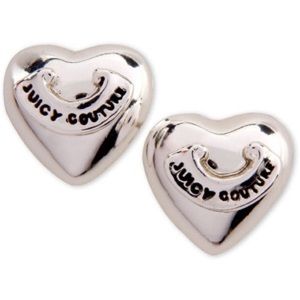 Juicy couture silver puffed heart earrings
