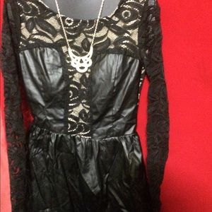 Faux leather Ark&co brand black and tan lace dress