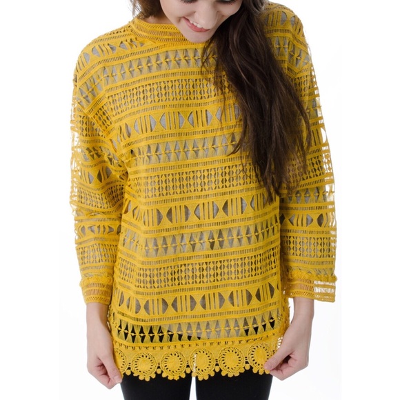 Mustard Yellow Lace Top