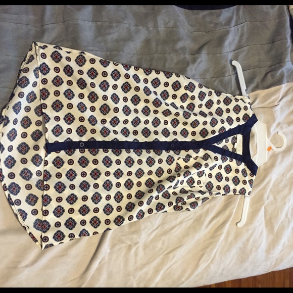 Olive and oak orange and navy sleeveless top