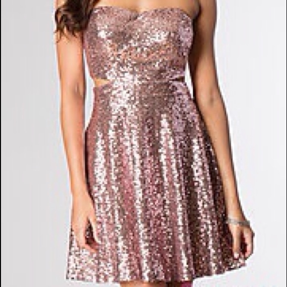 Light Pink, Sequin Prom Dress