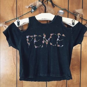 Off the Shoulder "peace" Crop Top