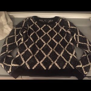 Forever 21 Black and White Fuzzy Sweater