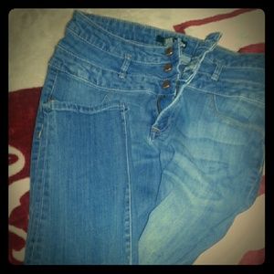 Blue high waisted skinny jeans