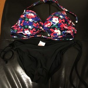 Push Up Bikini Top + Black Bottoms