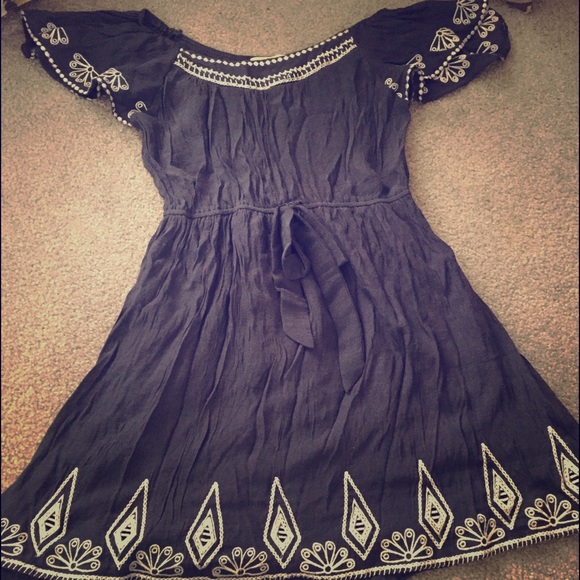 Blue off shoulder dress