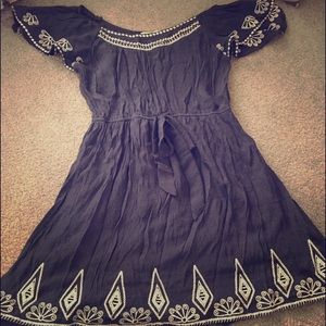 Blue off shoulder dress