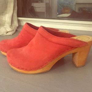 No. 6 by Sven Red Suede Clogs