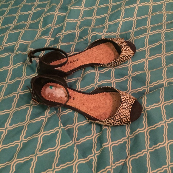 Rampage woven ankle strap peekaboo toe flats