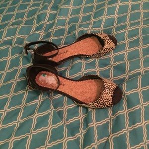 Rampage woven ankle strap peekaboo toe flats