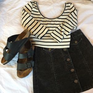 Glamorous 3/4 Sleeve Striped Crop