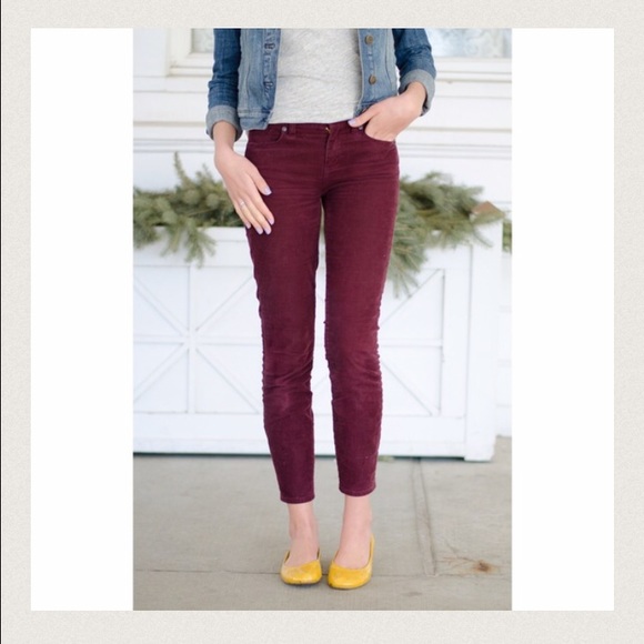 Burgundy JCrew Ankle Length Pencil Cords
