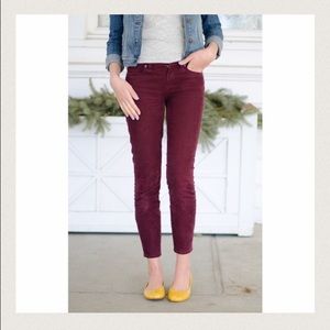 Burgundy JCrew Ankle Length Pencil Cords