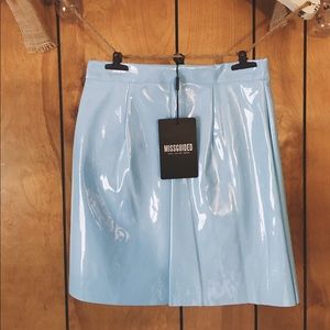 Baby Blue Plastic Pencil Skirt